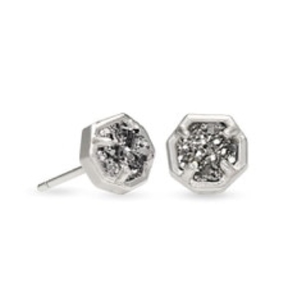 KENDRA SCOTT NOLA SILVER STUD EARRINGS IN PLATINUM DRUSY